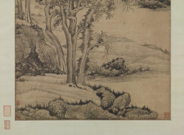 五代南唐巨然寒林晚岫圖　軸