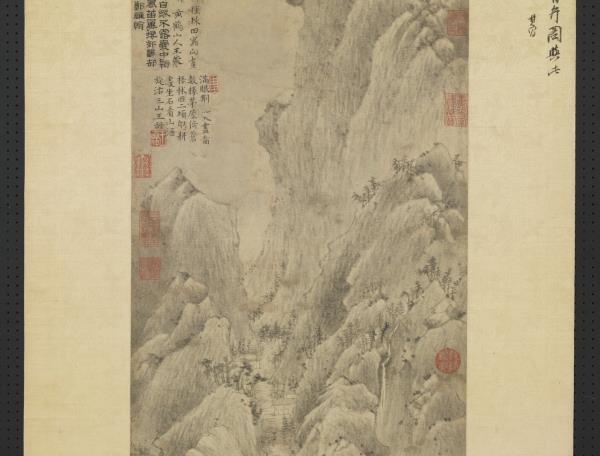 元王蒙谷口春耕圖　軸