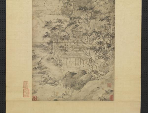 元王蒙谷口春耕圖　軸