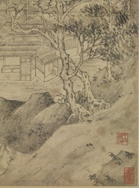 元王蒙谷口春耕圖　軸