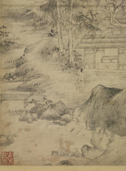 元王蒙谷口春耕圖　軸