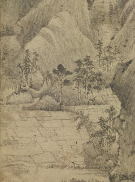 元王蒙谷口春耕圖　軸