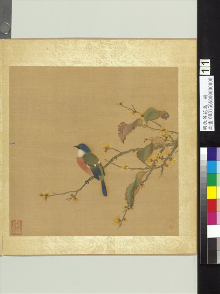 明仇英花鳥　冊　蠟梅紅葉