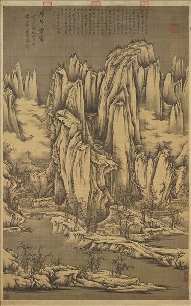 清黃鼎畫群峰雪霽　軸