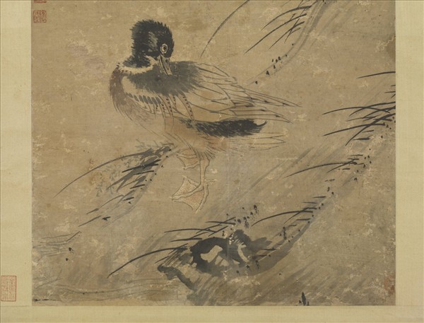 明王維烈蓉塘秋鴨圖　軸