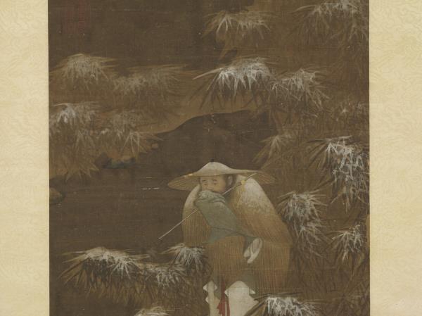 五代人雪漁圖　軸