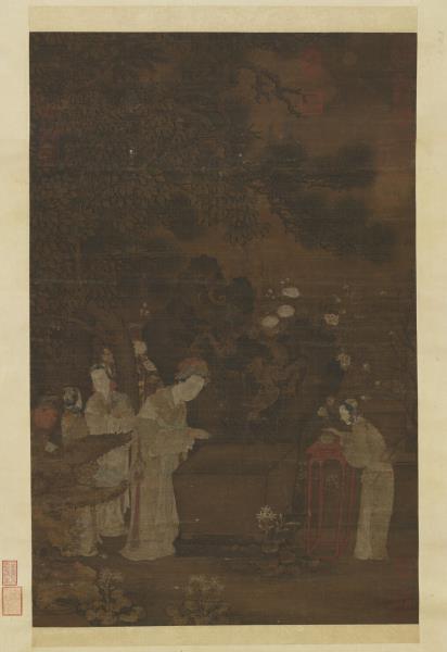 五代人浣月圖　軸