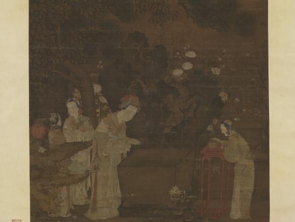 五代人浣月圖　軸