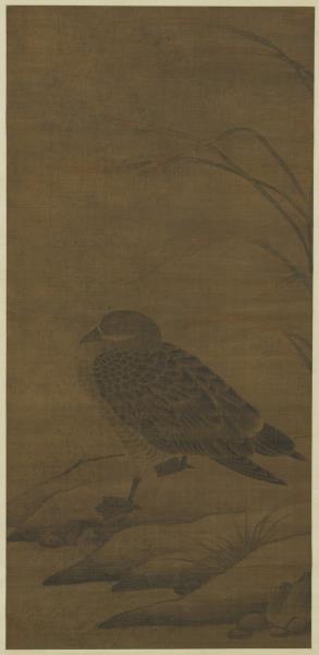 宋崔白蘆汀宿雁　軸