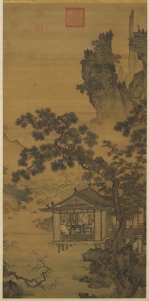 宋劉松年溪亭客話圖　軸