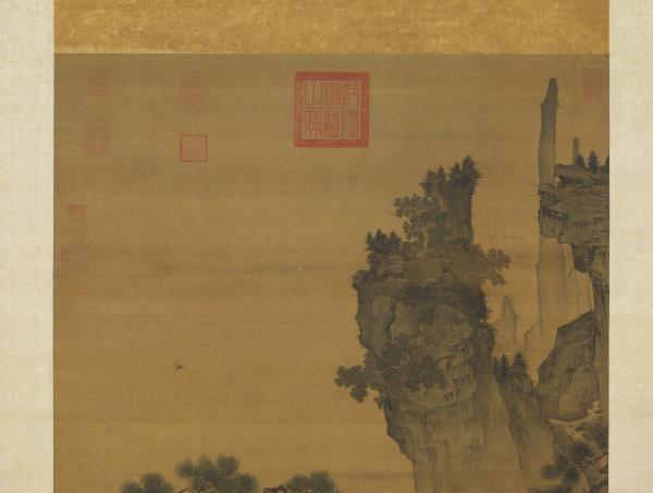 宋劉松年溪亭客話圖　軸