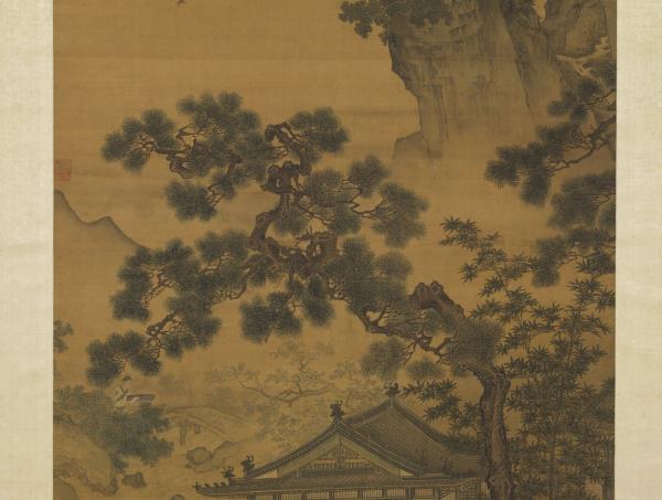 宋劉松年溪亭客話圖　軸