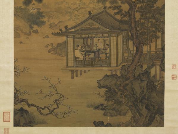 宋劉松年溪亭客話圖　軸