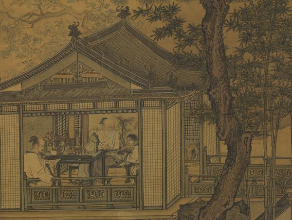 宋劉松年溪亭客話圖　軸