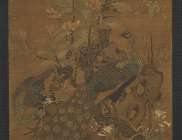 宋崔白畫枇杷孔雀　軸