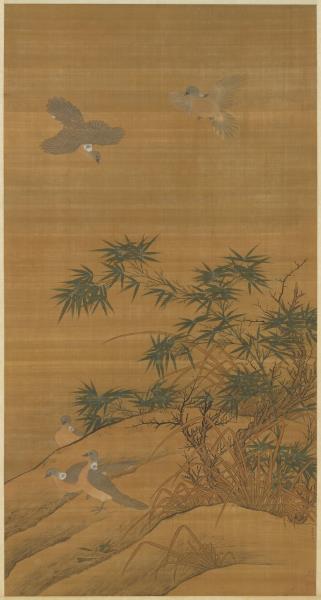 五代後蜀黃筌竹林鵓鴿圖　軸