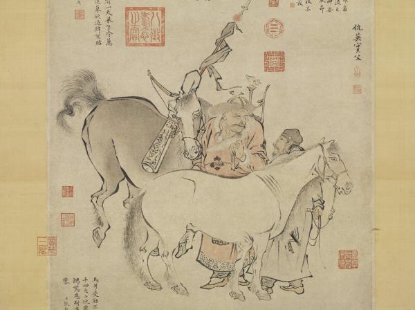 明仇英雙駿圖　軸