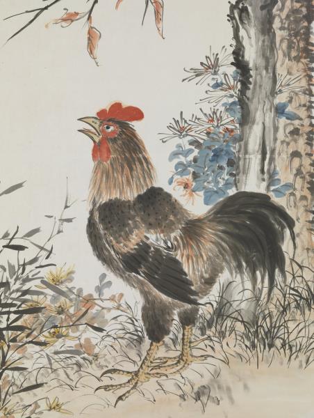 民國王雲公雞　軸