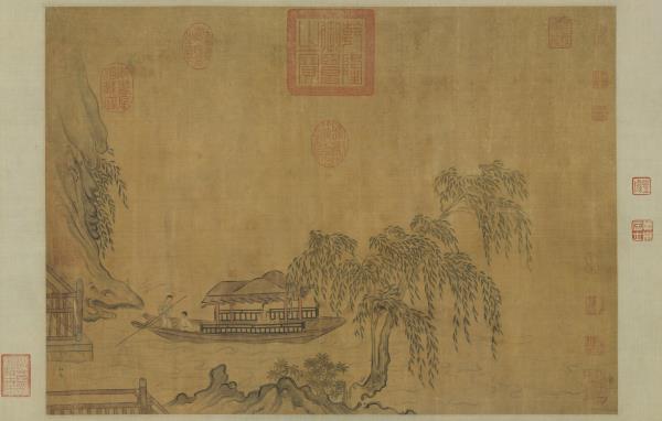 宋馬和之柳溪春舫圖　軸