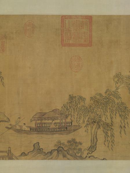 宋馬和之柳溪春舫圖　軸