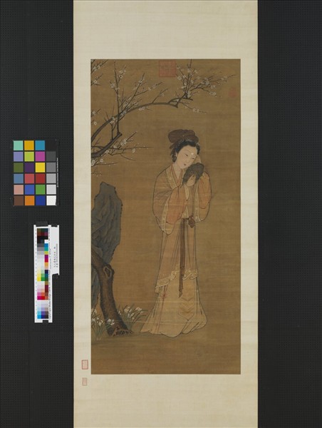 元人畫梅花仕女　軸
