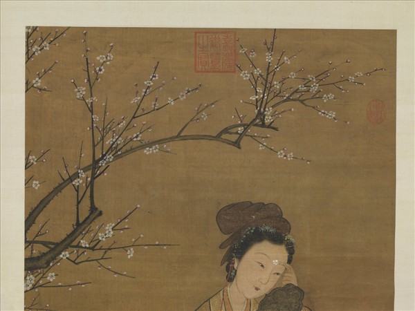 元人畫梅花仕女　軸