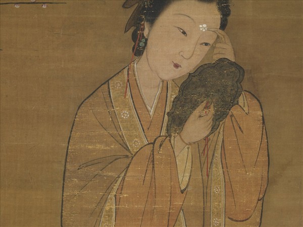 元人畫梅花仕女　軸