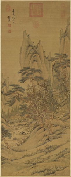 明趙左秋山紅樹圖　軸