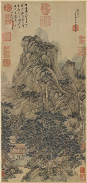 元馬琬松壑觀泉　軸