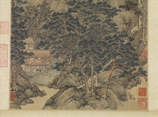 元馬琬松壑觀泉　軸