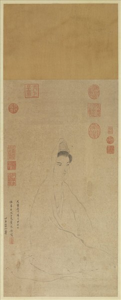 明沈士充白描觀世音　軸