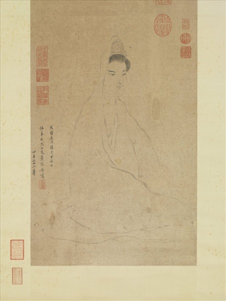 明沈士充白描觀世音　軸