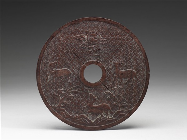 雕刻木蓋附嵩山〈山水〉