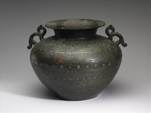 嵌松綠石蟠夔紋瓿