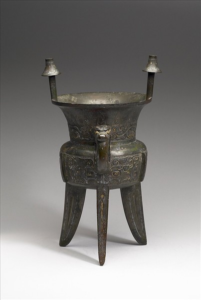 嵌金銀獸面紋斝