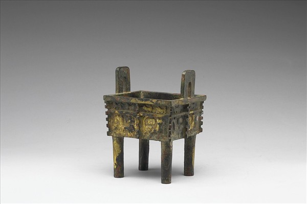 鎏金獸面紋方鼎