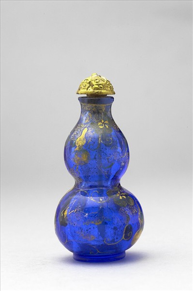 描金藍玻璃葫蘆鼻煙壺