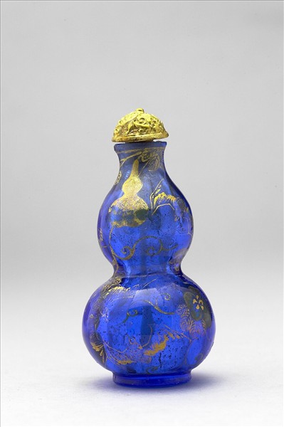 描金藍玻璃葫蘆鼻煙壺