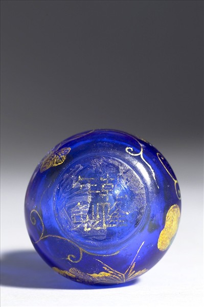 描金藍玻璃葫蘆鼻煙壺