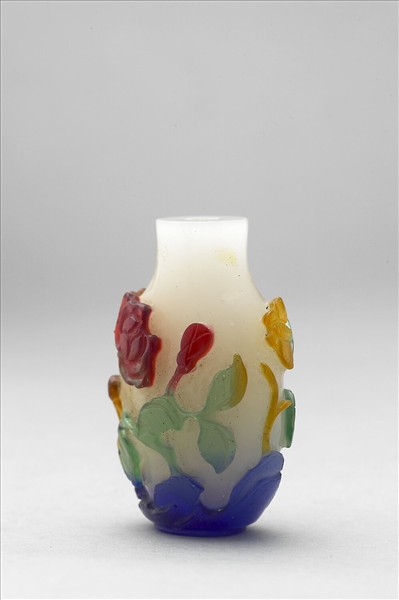 白套四色玻璃花蝶鼻煙壺