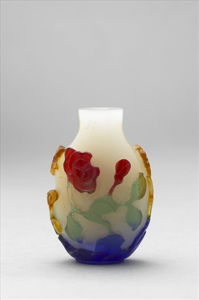 白套四色玻璃花蝶鼻煙壺