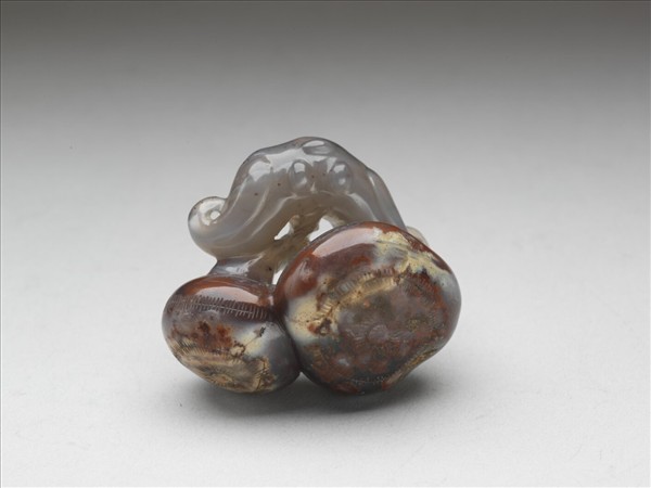 瑪瑙雕並蒂同心