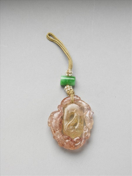 粉紅碧璽雙螭珮