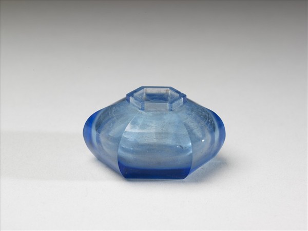 藍玻璃六方水盛