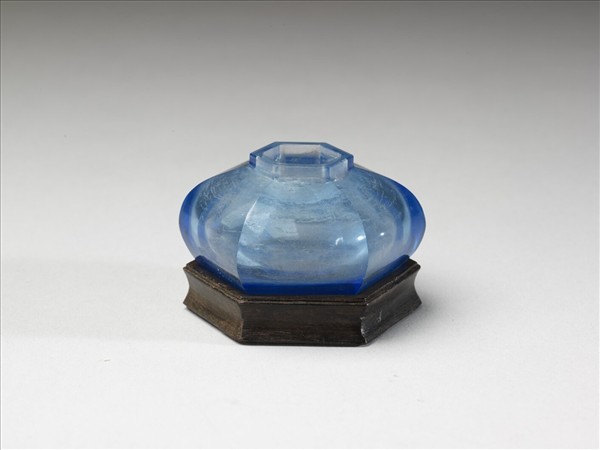 藍玻璃六方水盛