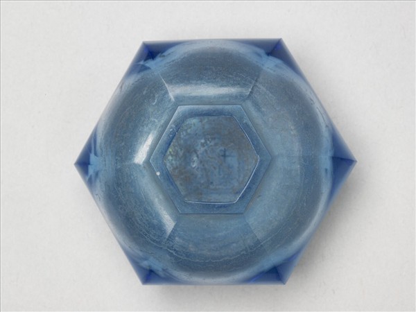 藍玻璃六方水盛