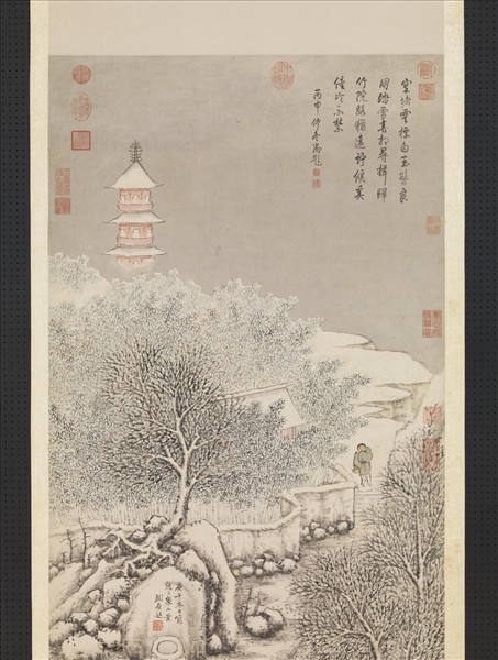 明劉原起畫雪景　軸