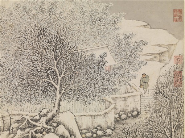 明劉原起畫雪景　軸