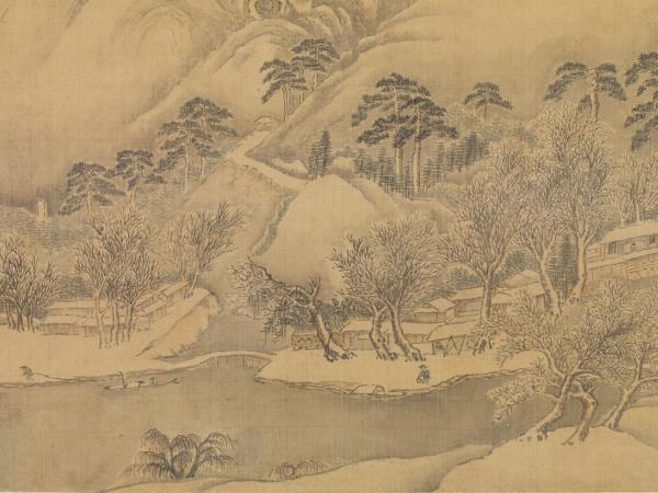 明劉原起靈巖積雪圖　軸