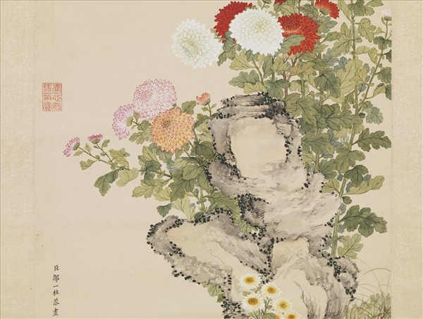 清鄒一桂畫菊　軸